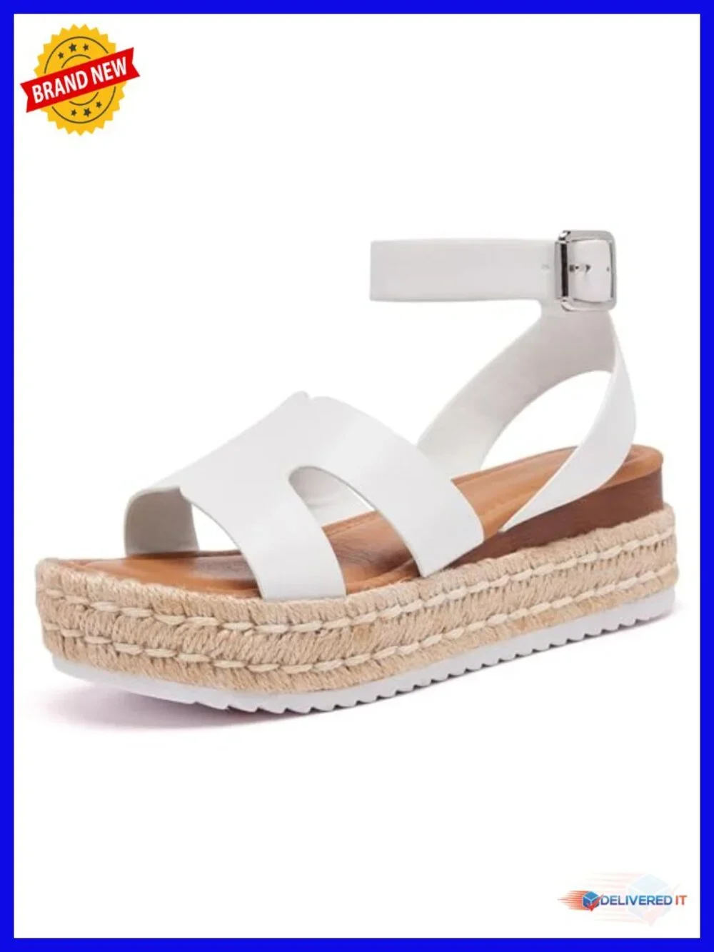 Platform Espadrilles Sandals Adjustable Ankle Strap Buckle Wedge Open Toe